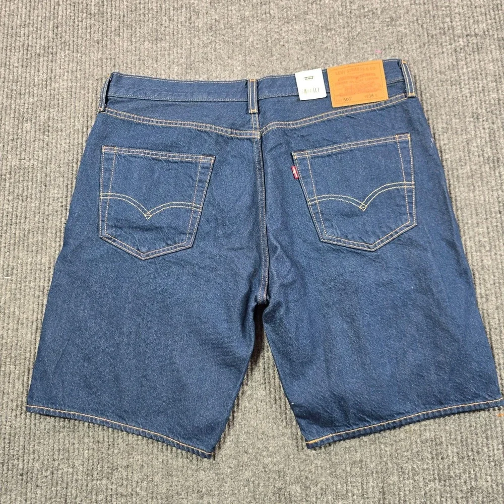 Levi's 501 Original Shorts Mens 36 Blue Denim Button Fly Bermuda 9 Inseam